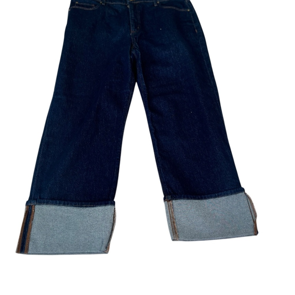 Ann Taylor The Straight Jeans High Rise Dark Wash Perfect Pocket size 14 Cropped - Picture 2 of 11